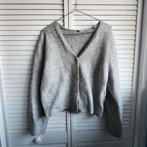 Gray knit cardigan